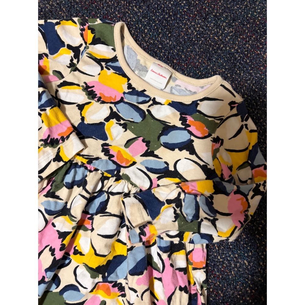 Hanna Andersson Kids 3T Abstract Floral Long Sleeve Knit Dress Multi Color 90cm